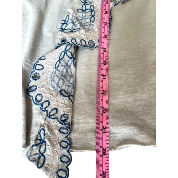 Umgee Eyelet Embroidered Top Ruffle Fairy Boho Cottage Butterfly Scoop Back Sz S - Picture 7 of 11